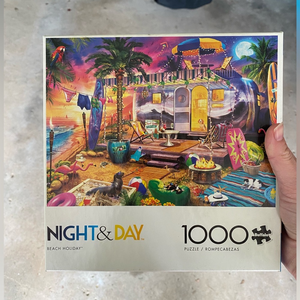 Night & Day Vibrant Beach Scene Puzzle